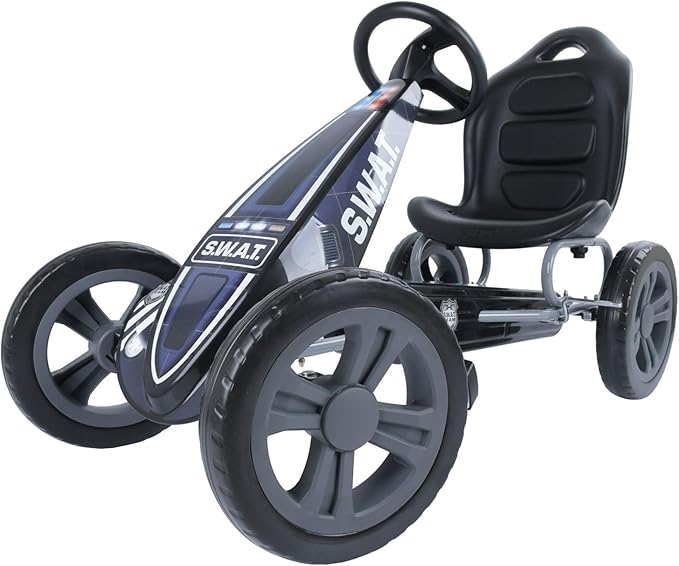 Hauck Cyclone Pedal Go Kart with Adjustable Bucket Seat for Kids Ages 4 to 8, S.W.A.T.