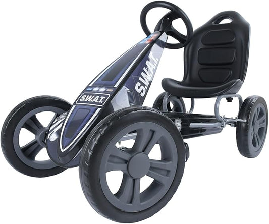 Hauck Cyclone Pedal Go Kart with Adjustable Bucket Seat for Kids Ages 4 to 8, S.W.A.T.