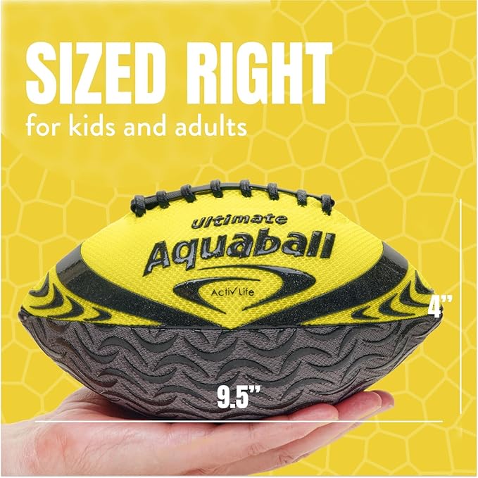 Activ Life Water Football for Pool, Beach, Outdoor, 9.5-inch Waterproof Pool Toys for Kids, Heavy-Duty Water Ball, Double Lacing for Easy Grip, Lake Toys for Sports & Family Games