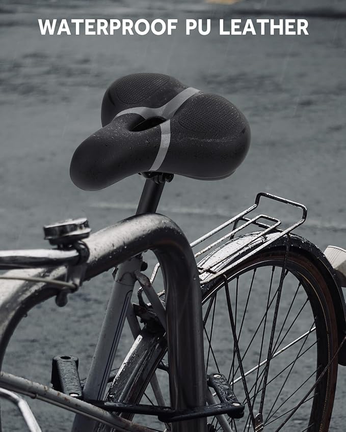 Bicycle Seat Replacement, Bike Seat for Men and Women, Comfort Wide Bike Saddle Memory Foam Padded Soft Bike Seat Cushion Compatible with Peloton, Mountain, City Bikes, Indoor Exercise Bikes