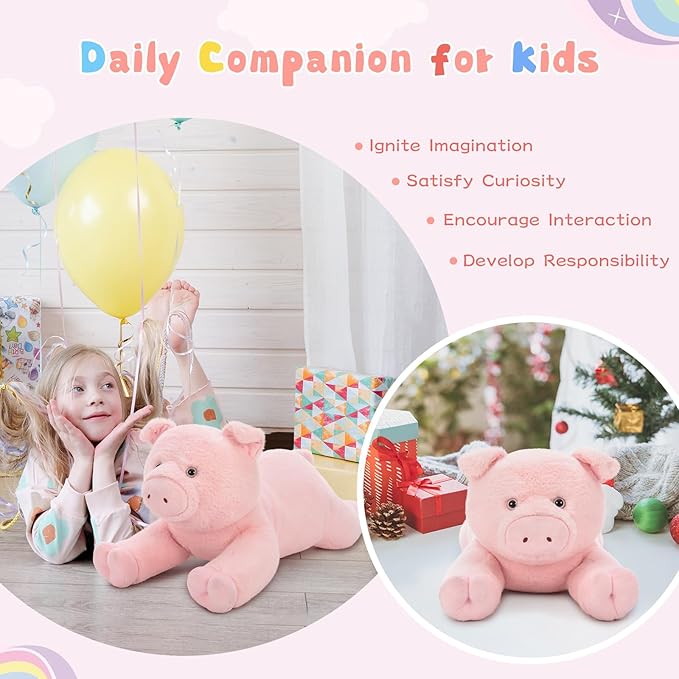 MaoGoLan Giant Pig Stuffed Animal Plush Toy, 31.5 Inches Oversize Soft Pig Plushie for Kids Girls Boys, Snuggle Cute Stuffed Farm Animal Gift for Christmas Birthday