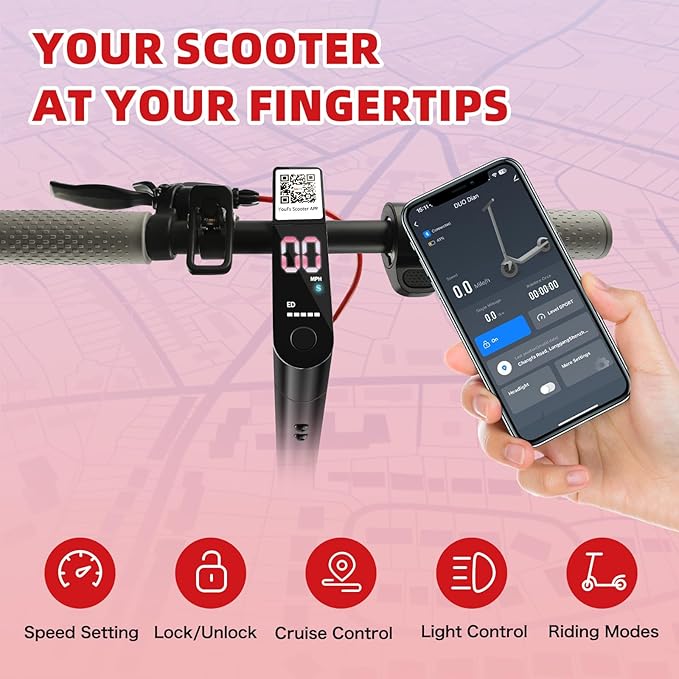 Electric Scooter for Adults, Folding E Scooter with 350W/500W Motor 15Mph Top Speed 12 Miles Long Range, Commuting Motorized Kick Scooters (Red- 8.5" Tires 15MPH 12 Miles Range)