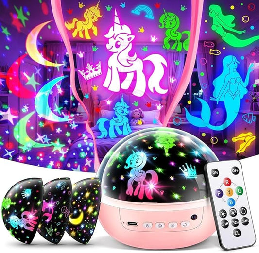 PIKOY Girl Toys, 【3 Slides+96 Projections】 Star Projector & Unicorn Toys & Princess Toy, 2-8 Year Old Girl Birthday Gift, Juguetes para Niñas, Toys for Girls 8-10, Princess Room Decor & Mermaid Toy