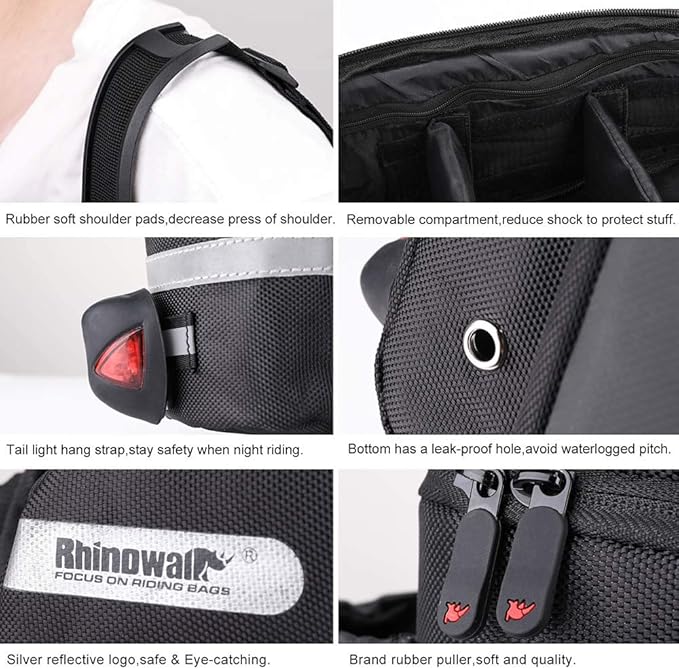 Rhinowalk Bike Bag Bike Trunk Bag Bike Pannier Bag,(for Bicycle Cargo Rack Saddle Bag Shoulder Bag Laptop Pannier Rack Bicycle Bag Professional Cycling Accessories)