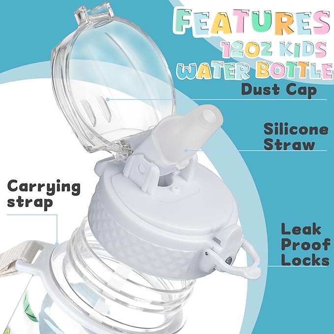 OLDLEY 17oz Kids Water Bottle for school Girls Boys, Water Bottle With Silicone Straw, Leak-Proof Tritan BPA-Free, Reusable water bottles for kids, Dinosaur