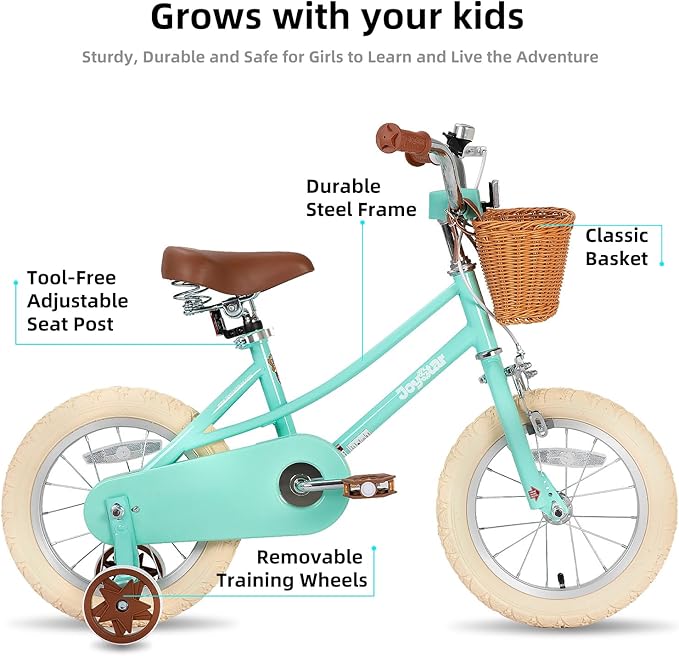 JOYSTAR Girls Bike for 2-12 Years Old Toddlers and Kids, 12" 14" 16" 18“ Retro Style Kids Bike with Training Wheels, 20 Inch Children Bicycle with Kickstand