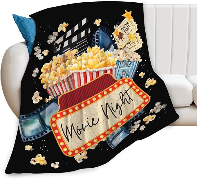 Movie Blanket Popcorn Gifts for Girls Boys Movie Theater Throw Blankets Cozy Plush Fleece Decor Flannel Fuzzy for Women Men 80"X60"