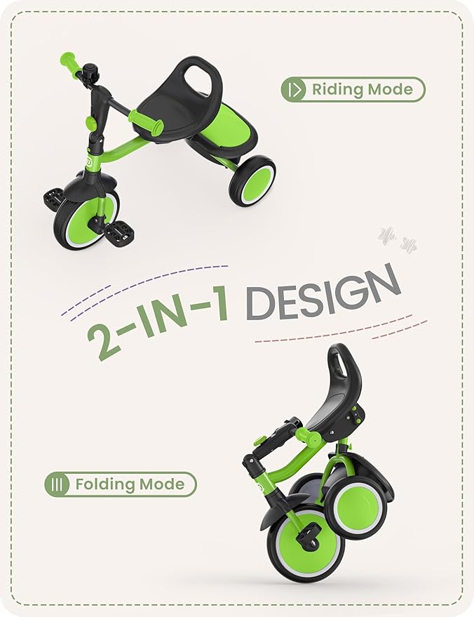 besrey Kids Tricycles Age 18 Month to 5 Years, Toddler Tricycle Kids Trikes Tricycle, Gift Toddler Tricycles for 2-5 Year Olds, Gift & Toys for Boy & Girl, Trikes for Toddlers, Grass Green