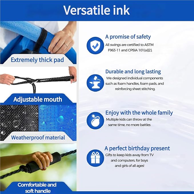 60-Inch Heavy-Duty Rectangle Platform Swing for Backyards - 700lb Capacity Waterproof Outdoor, Kids & Adults Tree Swing (Blue)