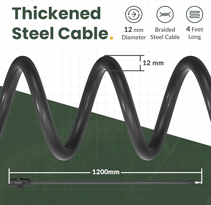 Titanker Bike Lock, 1/2 Inch Thick Bike Lock Cable Coiled Secure Bicycle Lock with Keys Scooter Lock Bike Locks Heavy Duty Anti Theft Bike Cable Lock with Mounting Bracket (4Feet, 6 Feet)