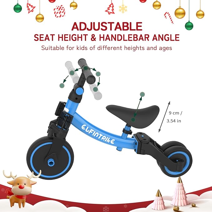 besrey 5 in 1 Toddler Bike for 1 Year to 4 Years Old Kids, Toddler Tricycle Kids Trikes Tricycle, Toys for Boy & Girl, Balance Training, Removable Pedals