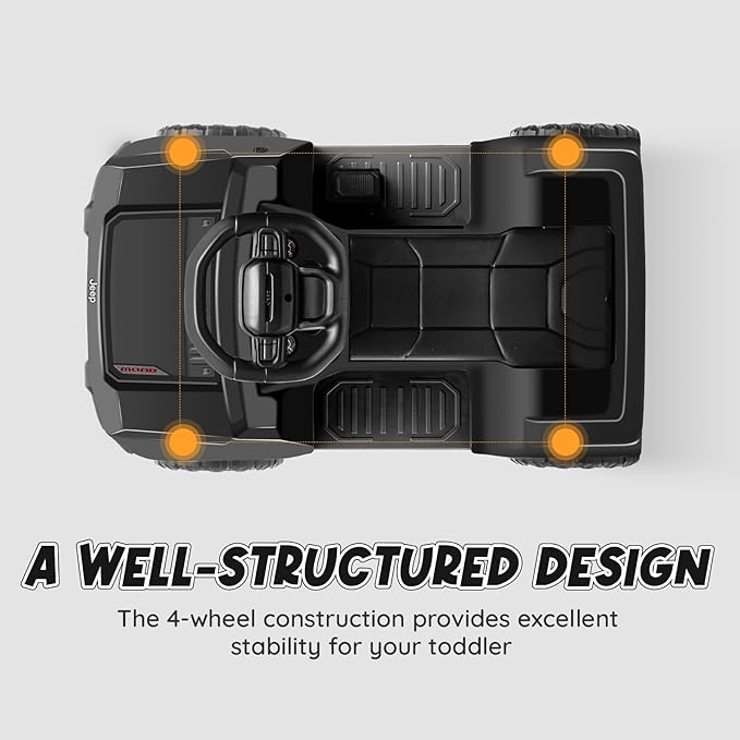 6V Ride On Car for Toddlers, Electric Car with Music, Horn, Pedal, for Ages 18–30 Months, Black