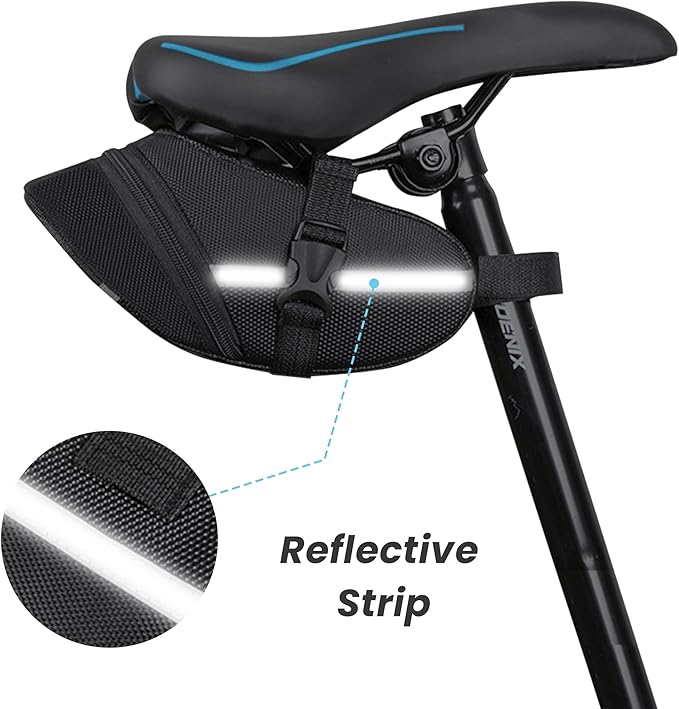 Bike Seat Bag - Bicycle Saddle Bag Under Seat Cycling Accessories Storage Pouch Wedge Pack for Mountain & Road Bike - Black