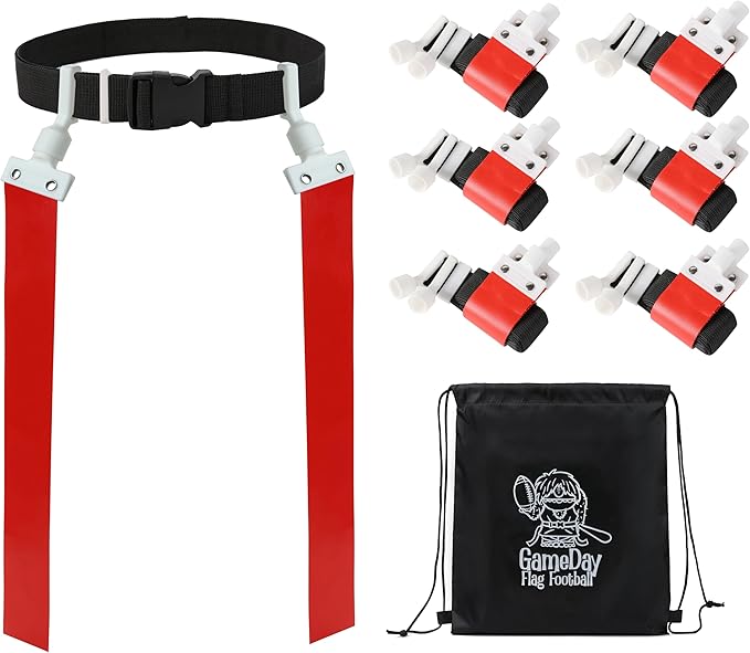 Gameday Flag Football Set – Kits for 2–14 Players w/Belts, Agility Cones & Carry Bag – Available in Multi Colors & Sizes