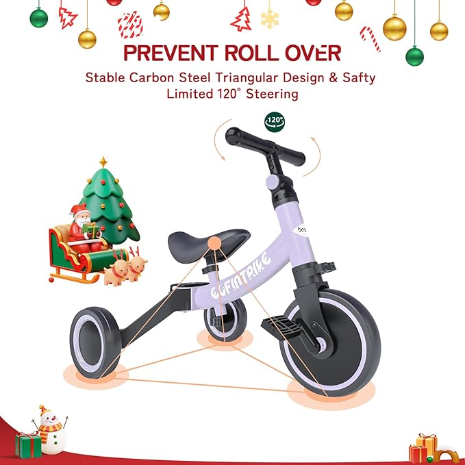 besrey 5 in 1 Toddler Bike for 1 Year to 4 Years Old Kids, Toddler Tricycle Kids Trikes Tricycle, Toys for Boy & Girl, Balance Training, Removable Pedals