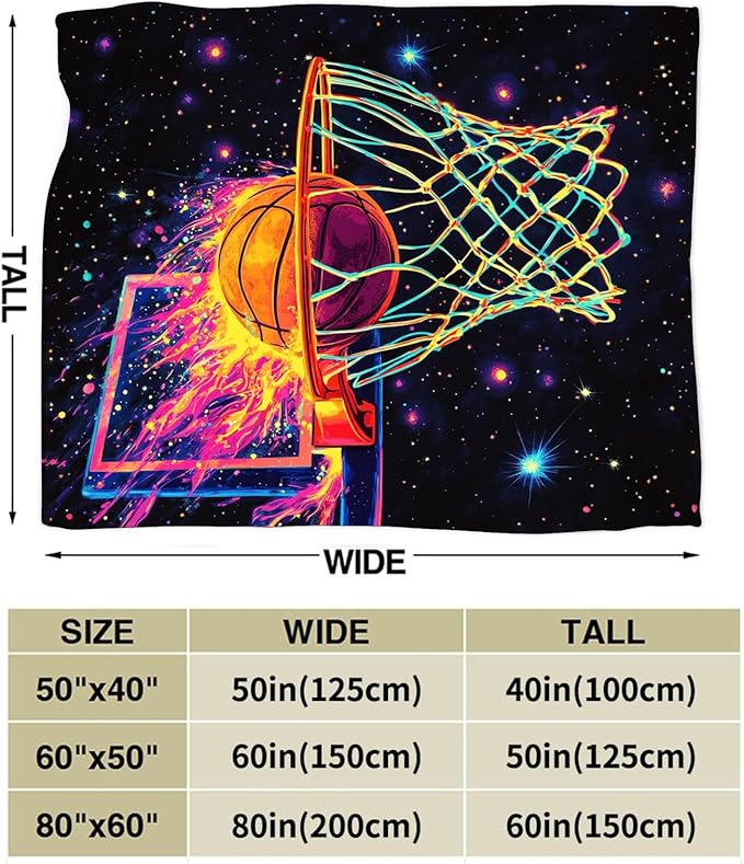 Basketball Blanket, Basketball Blanket, Sports Ball Gifts Blankets Stuff Fleece Flannel Plush for Boys Men Women Girls Lovers Adults Soft Bedding Gift for Sofa Bed Office Home Decor 80"x60"