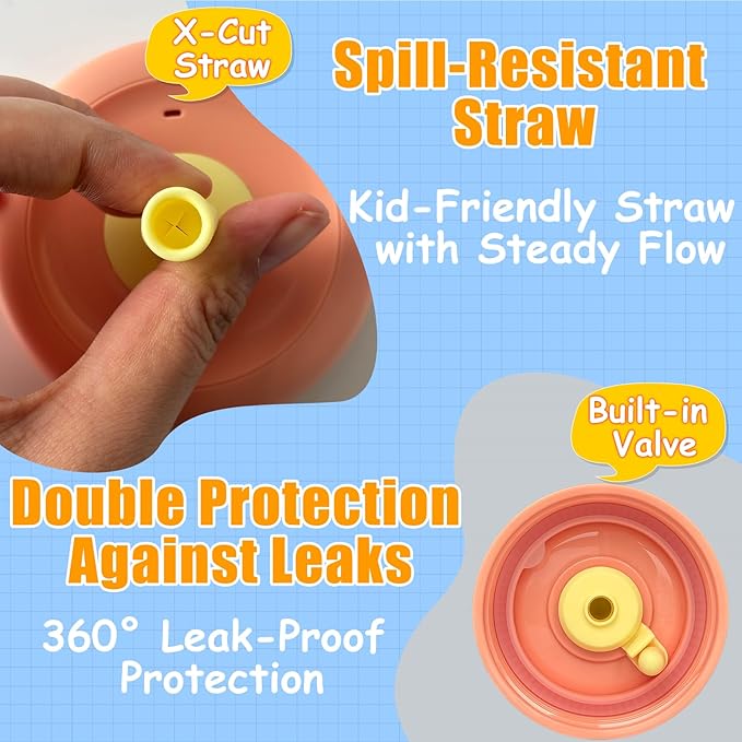 12oz Kids Tumbler Spill Resistant with Lid & Silicone Straw, Insulated Stainless Steel Sippy Cups, BPA-Free Straw Tumbler, Kids Water Bottle Dishwasher Safe, BPA-FREE