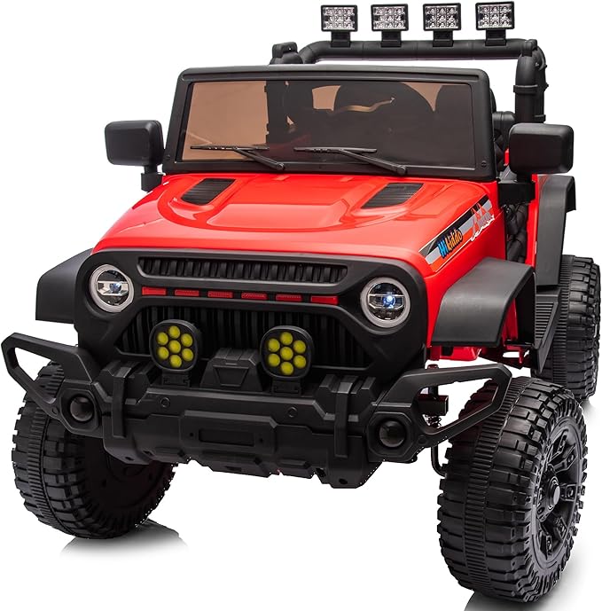 12V Ride on Electric Car, Kids Ride on Toy Truck for Toddlers 3-5 w/Remote Control, 3 Speeds - Red