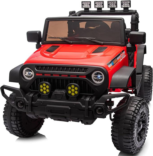 12V Ride on Electric Car, Kids Ride on Toy Truck for Toddlers 3-5 w/Remote Control, 3 Speeds - Red