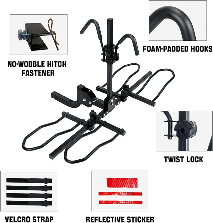 2-Bike Hitch Mounted Platform Bicycle Rack Foldable Bike Carriers for Cars Trucks SUVs Minivans with 2" Hitch Receiver