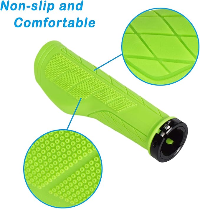 SOLODRIVE Ergonomic Design Mountain Bike Grips, Comfortable Bicycle Handlebar Grips, Single Lock-on and Non-Slip MTB Handle, Fit MTB, E-Bike, Hybrid, Scooter