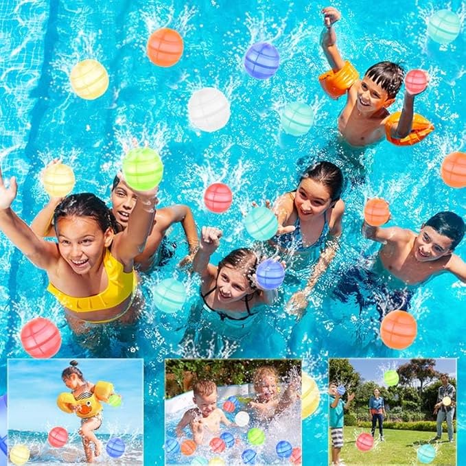 Reusable Water Balloons, 12PCS Self Sealing Silicone Water Bomb Balls Quick Fill for Kids, Refillable Water Balloons for Pool Summer Party Water Fight Game