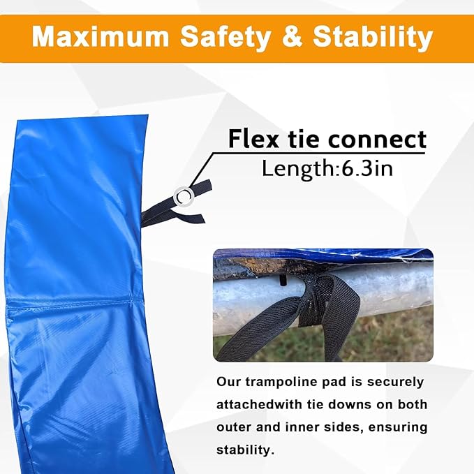 Trampoline Spring Cover,16ft 10ft Round Trampoline Pad Replacement No Hole Trampoline Pole Pad Waterproof UV Resistant Safety Pad