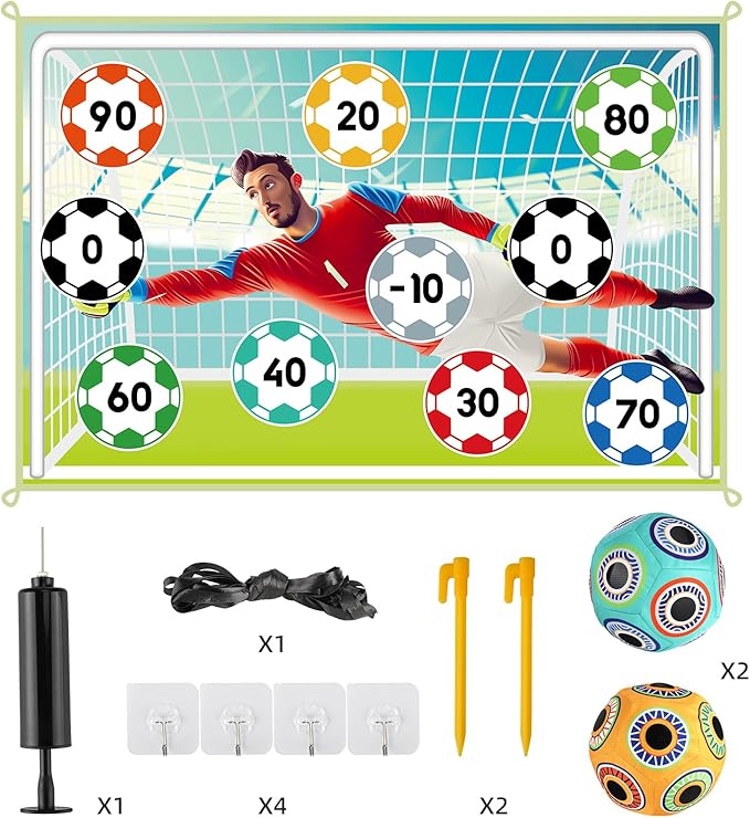 𝗫𝗔𝗪𝗔𝗖𝗔𝗛 Toy Soccer Ball Game Set for Kids ages 3-6, Indoor Outdoor Backyard Toss Soccer with 2 Sticky Balls & Foldable Fabric Goals, Football Sports Toy Gifts for 3 4 5 6 Years Old Boys Girls