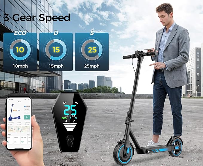 Electric Scooter for Adults, 19/25 Mph Max Speed, 21/25/35 Miles Range,350/500/600W APP Control E-Scooter with 8.5"/10" Inflatable tire, Foldable Escooter with App Control, UL 2272 Certified