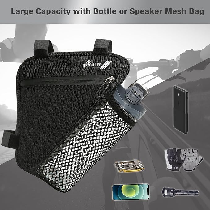 Bike Triangle Frame Bag - Bicycle Cycling Storage Triangle Top Tube Front Pouch Saddle Bag for Road and Mountain Bikes