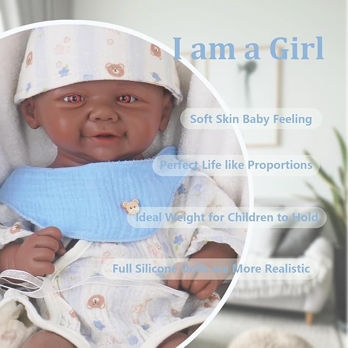 16.93 in Full Silicone Reborn Baby Dolls, 1:1 Lifelike Newborn Dolls Non Vinyl Realistic Reborn Toddler Dolls Boy Washable Sleeping Doll