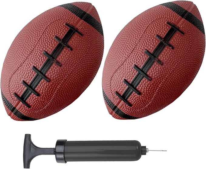 ABAJI Toy Football 2PCS 6 inch Small Mini Ball for Kid Toddler Soft Rubber Come with Pump Needle Boys Girls Gift Party Decor