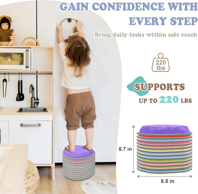 Stepping Stones for Kids, 12 PCS Balance Stepping Stones for Toddlers, Non-Slip Obstacle Course Sensory Toys Indoor Outdoor, Balance River Toys for Birthday, Children's Day and Christmas Gift