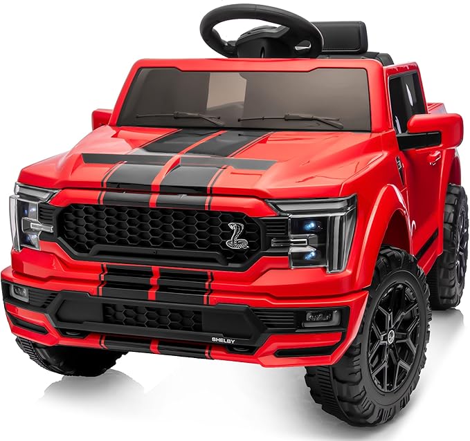 Licensed Ford Shelby F-150 24V Kids Ride on Toy, Electric Car for Kids with Remote Control, 400W Motors - Red