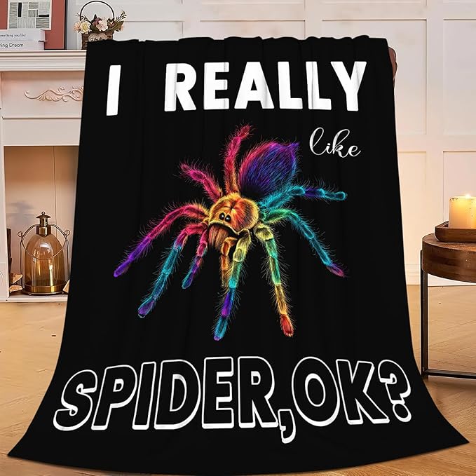Spider Blanket Gifts for Girls Women Halloween Spider Throw Blankets Cozy Plush Fleece Flannel Fuzzy for Boys Men Decor 60"X50"