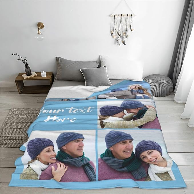 Custom Blanket with Photos, Personalized Blankets with Picture, I Love You Girlfriend Boyfriend Couples Gifts, for Birthday Christmas Women Men Adult Kids Mom Dad Wife Husband