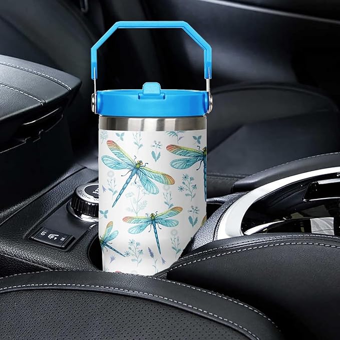 30 oz Dragonfly Tumbler With Lid and Straw,Dragonfly Reusable Water Bottle Cups Coffee Mug Travel Tumbler,Dragonfly Gifts for Women,Dragonfly Ornament, Stuff, Accessories