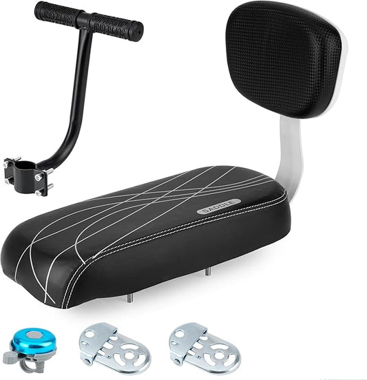 ZHOUWHJJ Bicycle Rear Seat Cushion Armrest Footrest Set, Kid Child Carrier Bicycle Baby Seat, Including Cushion and Backrest, Armrest Handrail, Footrests, Bell, Black