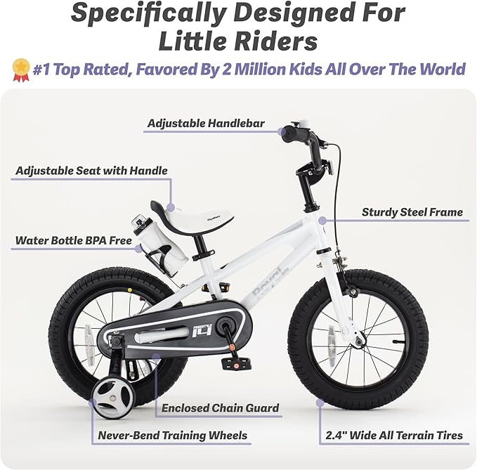 RoyalBaby Kids Bike EZ Freestyle Training Free Balance to Pedal Easy Learning Bicycle, 12-18 Inch for Toddlers to Big Kids