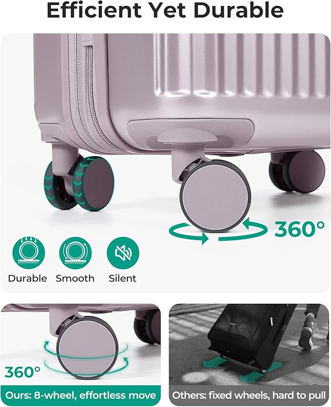 BAGSMART Carry On Luggage 22x14x9 Airline Approved with Spinner Wheels,100% PC Hardside Expandable Luggage with TSA Lock for Trips, 20 Inch Rolling Suitcases for Men Women,Purple