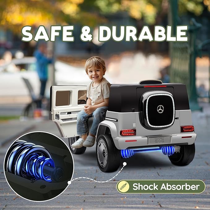 Kids Ride On Car, Electric Car for Kids, 12V Ride on Truck Toy w/Remote Control, LED Light, 3 Speeds, Music, Aged 3-5 Years Old, Grey