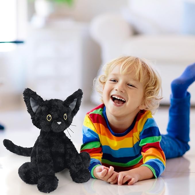 Coolable & Heatable Cat Stuffed Animals, Microwavable Heating Pad for Period Discomfort, Lavender Scent Cat Plush, Black Cat Plush Gift for Kids & Aldults