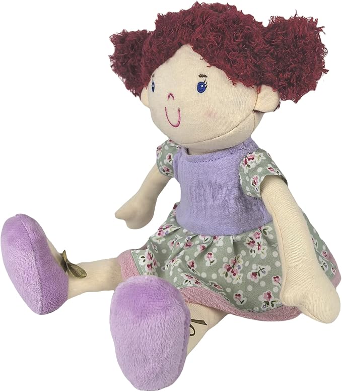 12“ Soft Baby Doll Plush Rag Doll Toy, Plush Dolls in Dress with Curly Pigtails, Floral Polka - Dot Dress, Soft Stuffed Toys Adorable Toddler Gift