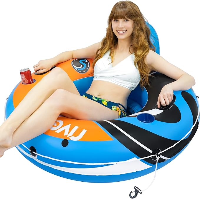 2025 New & Upgraded Sunlite Sports Heavy Duty River Tube Inflatable, Premium Water Float to Lounge Above Lake and River, Outdoor Water Raft Sport Fun, Recreational Use