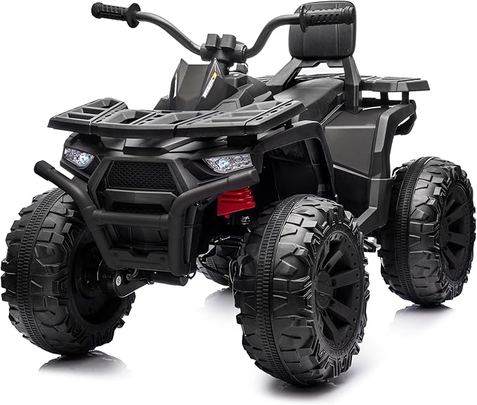 Kids ATV 4 Wheeler, 24V 4WD Electric ATV Ride On Toy for Big Kid with 2-Seater, 4x200W Motor - Black