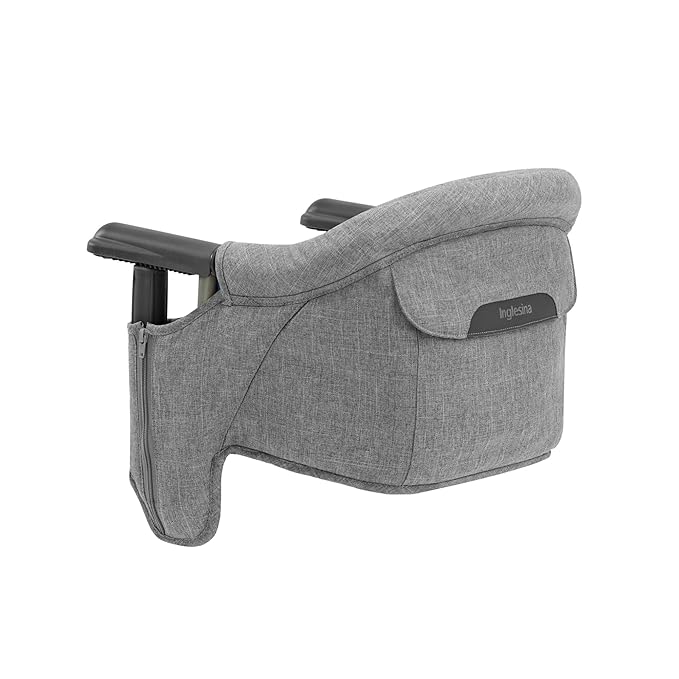 Inglesina Fast Table Chair, Stone Gray Melange - Portable Baby High Chair - for Babies & Toddlers up to 37 lbs - Fits Tables 0.8'' to 3.5'' Thick - Compact & Easy to Use - Travel Bag Included