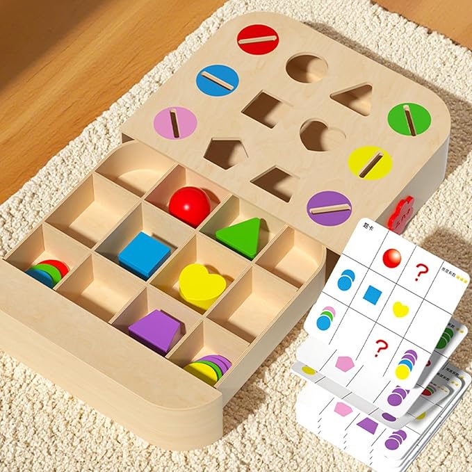Wooden Shape Sorter, Educational Learning Toy, Color Sorting Activity Game, Sturdy Safe Design for Early Childhood Development, Perfect for Preschool Learning Baby Girl Toddler Boy Kid Birthday