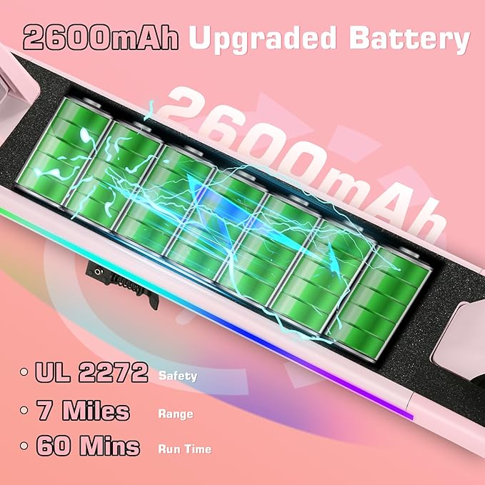 Caroma Electric Scooter for Kids Ages 6-14, 180W/150W Motor & 10 Mph, 85 Mins Ride Time, Adjustable Height & Speed, LED Display & Colorful Lights, Kids Electric Scooter, Best Gifts for Girls and Boy