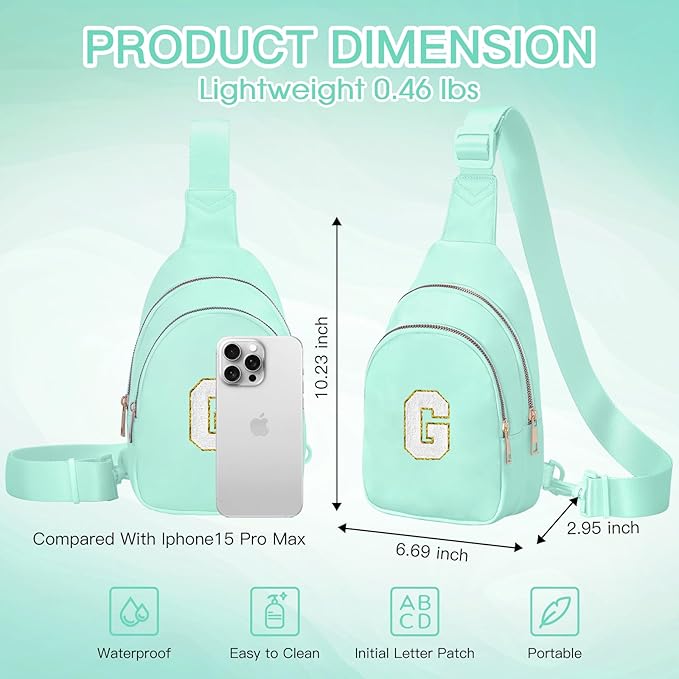 Birthday Gifts for 7 8 9 10 11 12 13 Year Old Girls Small Initial Sling Bag Cross Body Bag Fanny Pack for Girls