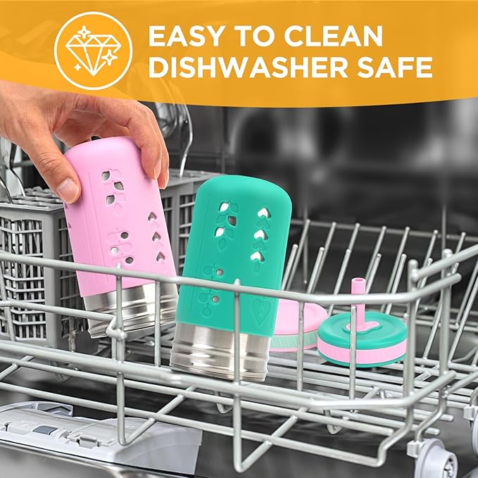 Tronco 4 Pack 15oz 2-in-1 Stainless Steel Kids Tumbler Cups with Silicone Sleeves, Spill-Resistant Flexible Straws & Storage Lids, BPA-Free Smoothie and Snack Cups, Dishwasher Safe